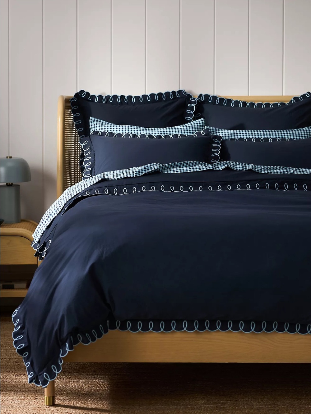 Anthropologie Maeve Looped Organic Percale Duvet Cover and pillow shams